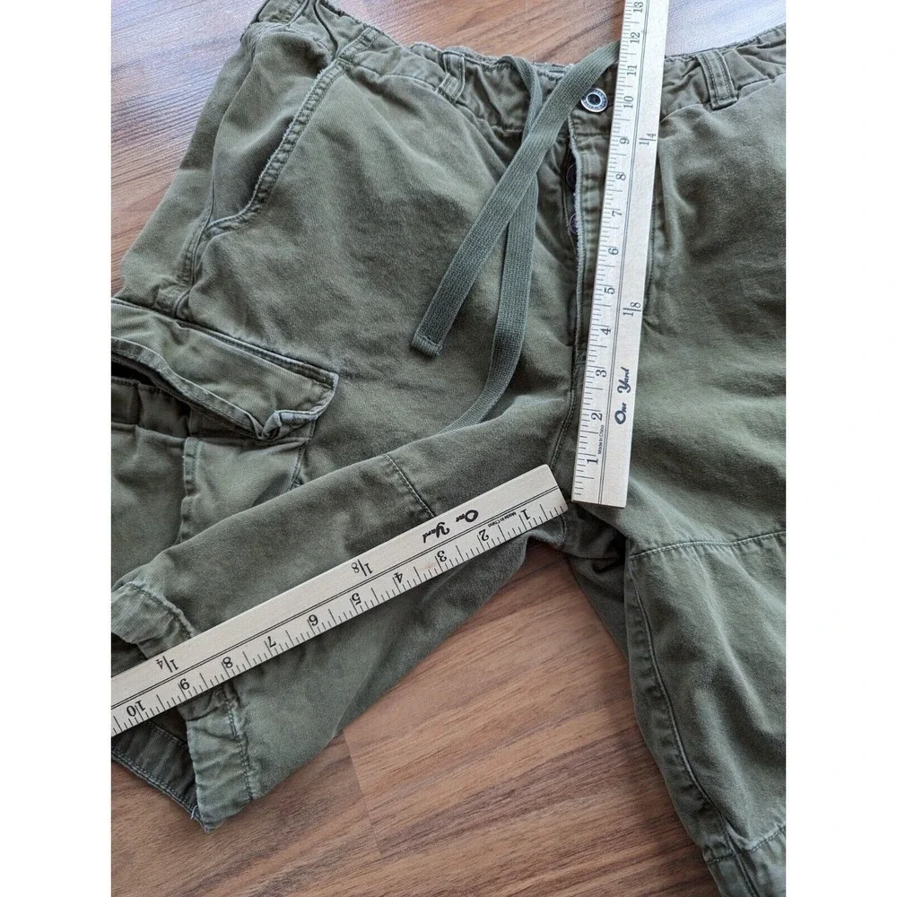 Abercrombie Fitch Shorts Mens 32 Army Y2K Button Drawstring Paratrooper Heavy A4 - Picture 9 of 9